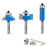 Flytuo 6PCS Router Bit Set 1/4 Shank, Rabbet Router Bit with 45 Degree Chamfer Router Bit and Flush...