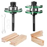 KOWOOD Pro Tongue and Groove Set of 2 Pieces 1/4 Inch Shank Router Bit Set 3 Teeth Adjustable T...