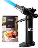 EurKitchen Premium Culinary Butane Torch with Safety Lock & Adjustable Flame Guard - Baking Tools as...