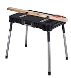 KETER Jobmade Portable Work Bench and Miter Saw Table for Woodworking Tools and Accessories with...
