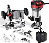 WETOLS Compact Router Tool Set, Fixed/Plunge Base Kit, 6 Variable Speed, 1-1/4-HP Max Torque, Must...