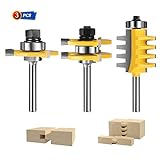 1/4-Inch Shank Tongue and Groove Router Bits Set & Reversible Finger Joint Router Bit, 3 Pack Router...