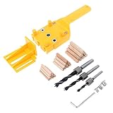 AUTOTOOLHOME Handheld Dowel Jig Kit with 1/4'' 5/16' 3/8' Dowel Pins Wood Drill Bit Stop Collars...