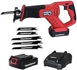 PowerSmart 20V Cordless Reciprocating Saw with 2.0Ah Battery and Charger, 3pcs Wood Blades and 2pcs...