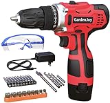 GardenJoy Electric Power Drill Cordless: 12V Impact Drill Driver Set with 2 Variable Speed 3/8''...