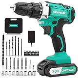 COMOWARE 20V Cordless Drill, Electric Power Drill Set with 1 Batteries & Charger, 3/8” Keyless...