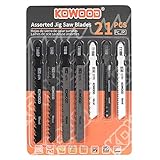 Jig Saw Blades 21pcs,Assorted Professional Saw Blades for Wood and Metal by KOWOOD…
