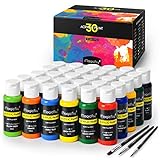 Magicfly 30 Colors Acrylic Paint Set (2 oz/60ml Each), Non-Toxic Craft Paints with 3 Brushes, for...
