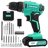 COMOWARE 20V Cordless Drill, Electric Power Drill Set with 1 Battery & Charger, 3/8” Keyless...