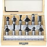 FivePears Tungsten Carbide Router Bits - 12 Piece Router Bit Set with 1/2-Inch Shank for...